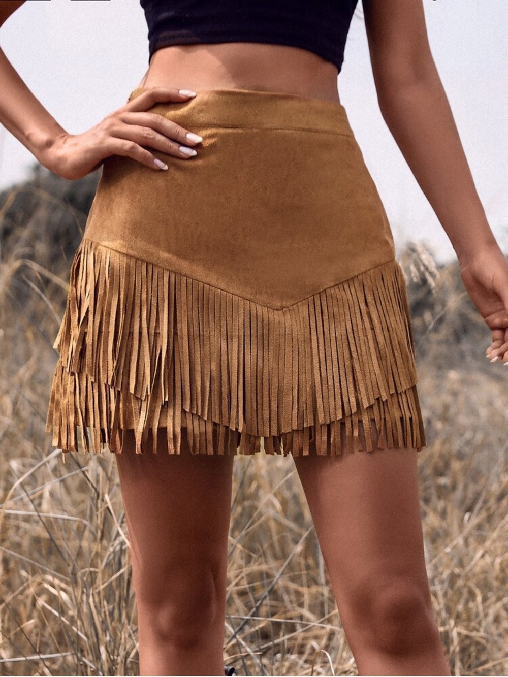 NWT Savanna Jane Suede-Texture Mini Skirt in Cognac Size 2X